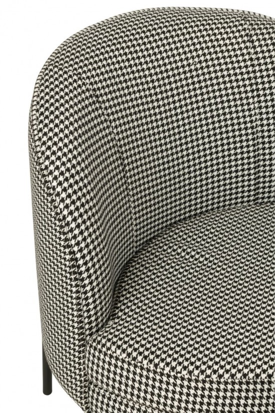 J-Line J Line fauteuils Fauteuil Pied De Poule Fer Noir Blanc.