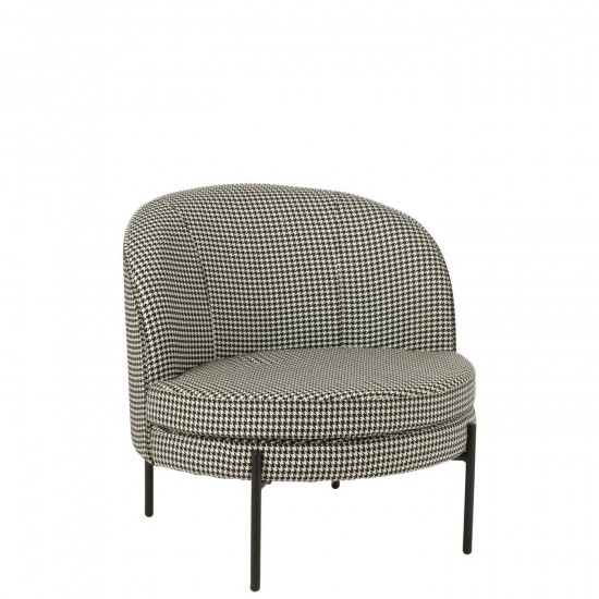 J Line Fauteuil Pied De Poule Fer Noir Blanc L70xB72xH70 cm Jline 56005 by Jolipa 56005.