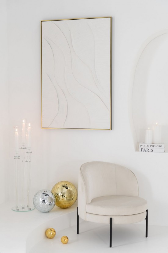 J-Line Sillón Plancha Blanco Roto/Negro.