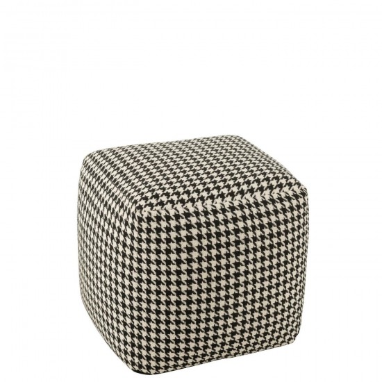 J Line Pouf Pied De Poule Coton Blanc Noir L45xB45xH45 cm Jline 56312 by Jolipa 56312.
