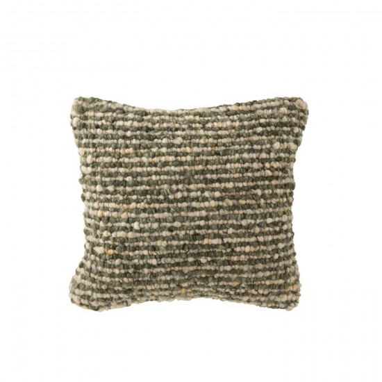 J Line Coussin Tissé Polyester Écru Vert Olive L45xB45xH15 cm Jline 56316 by Jolipa 56316.
