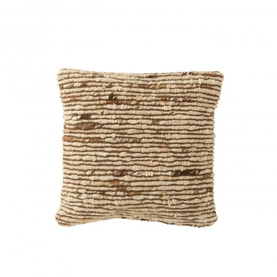 J Line Coussin Tissé Laine Écru Marron L45xB45xH15 cm Jline 56318 by Jolipa 56318.