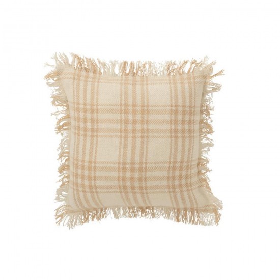 J Line Coussin Carreaux Coton Blanc Beige L45xB45xH15 cm Jline 56324 by Jolipa 56324.