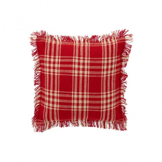 J Line Coussin Carreaux Coton Rouge Noël Blanc L45xB45xH15 cm Jline 56326 by Jolipa 56326.