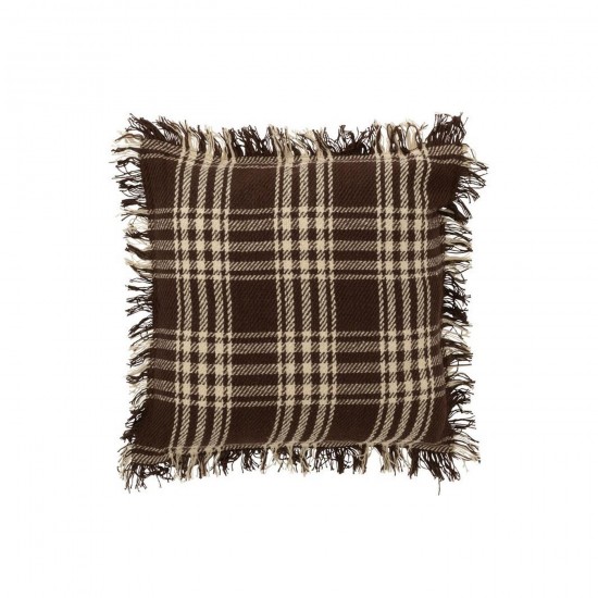 J Line Coussin Carreaux Coton Marron Foncé Blanc L45xB45xH15 cm Jline 56328 by Jolipa 56328.