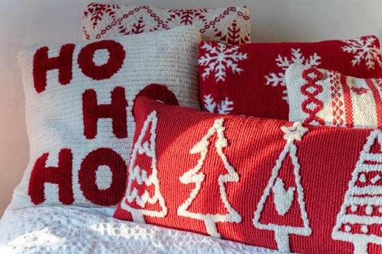 Jolipa Coussin Hohoho Polyester Rouge Noël Blanc Assortiment De 2.