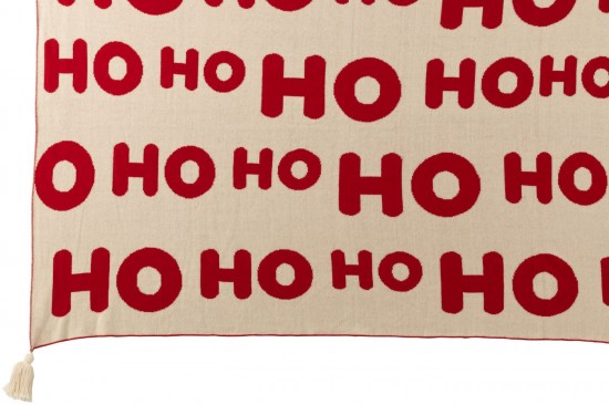 J-Line J Line Jolipa Couverture Hohoho Polyester Rouge Noël Blanc.