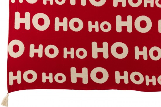 Jolipa Couverture Hohoho Polyester Rouge Noël Blanc.