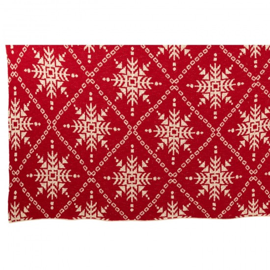 J-Line J Line Jolipa Couverture Flocons De Neige Coton Rouge Noël Blanc.