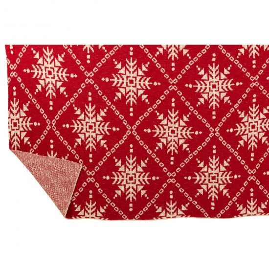 Jolipa Couverture Flocons De Neige Coton Rouge Noël Blanc.