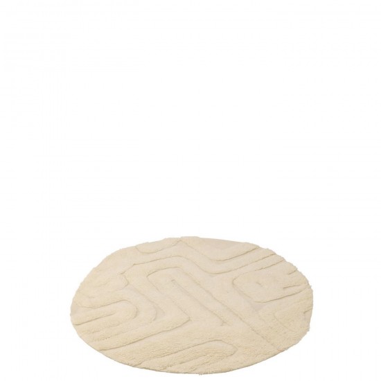 J Line Tapis Lignes Abstraites Rond Laine Écru L150xB150xH2 cm Jline 56341 by Jolipa 56341.