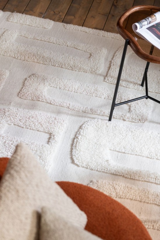 Jolipa Tapis Lignes Abstraites Laine Écru.