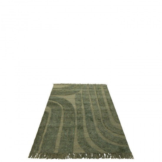J Line Tapis Lignes Arrondies Laine Vert Kaki L200xB300xH2 cm Jline 56348 by Jolipa 56348.