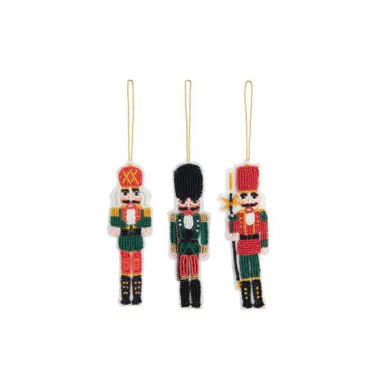 J Line Suspension Casse Noisette Perles Rouge Noël Vert Foncé L7xB2xH15 cm Jline 56373 by Jolipa 56373 Assortiment de 3 pcs.