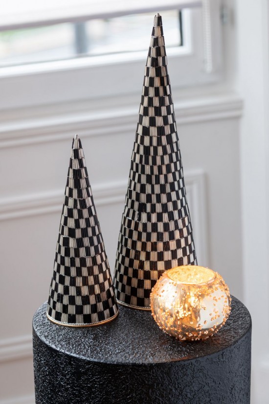 Jolipa Set De 2 Cône Fer Verre Noir Écru.