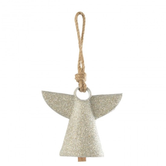 J Line Suspension Ange Cloche Fer Perles Blanc L18xB9xH28 cm Jline 56432 by Jolipa 56432.