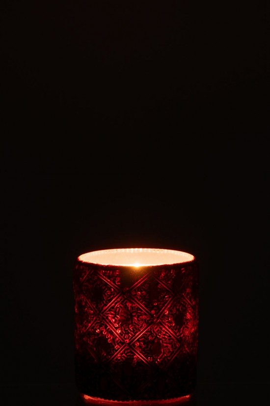 J-Line J Line photophores Jolipa Photophore Verre Perles Marron Foncé Rouille Large.