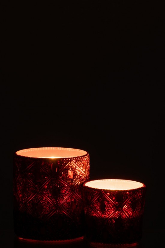 J-Line J Line photophores Photophore Verre Perles Marron Foncé Rouille Large.