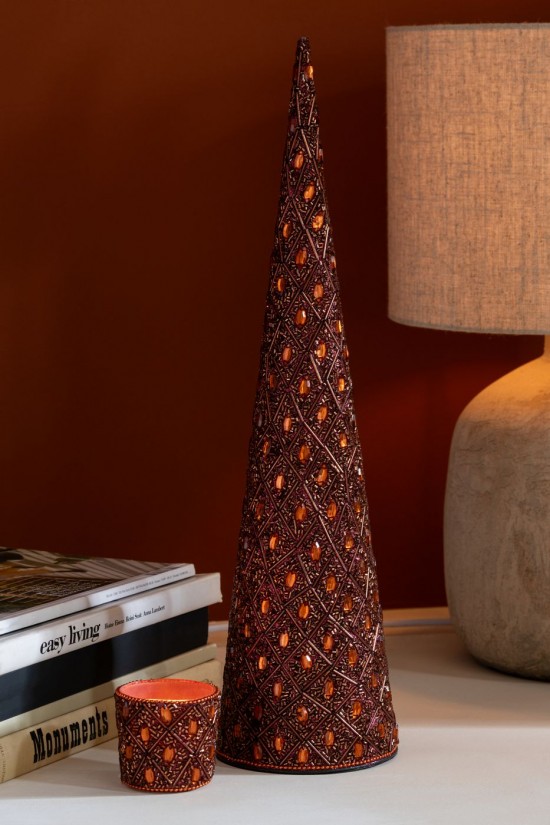 Jolipa Set De 3 Cône Fer Perles Marron Foncé Rouille.