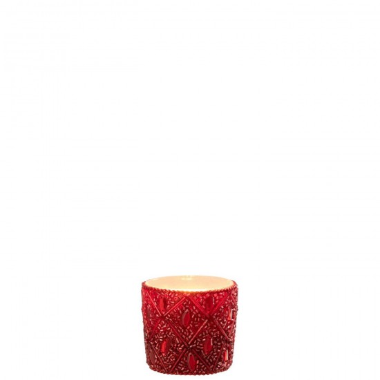 J Line Photophore Verre Perles Rouge Noël Small L6xB6xH6 cm Jline 56458 by Jolipa 56458.