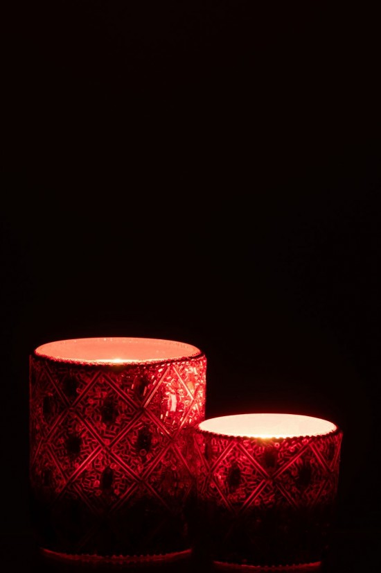 J-Line J Line photophores Photophore Verre Perles Rouge Noël Large.