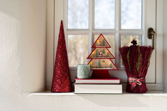 Jolipa Set De 3 Cône Fer Perles Rouge Noël.