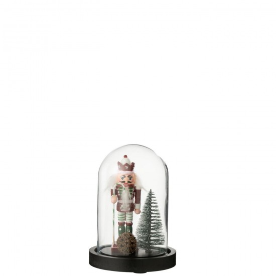 J Line Cloche Décorative Casse Noisette Verre Rouge Noël Vert Foncé Small L12xB12xH16 cm Jline 56473 by Jolipa 56473.