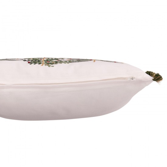 J-Line J Line coussins Jolipa Coussin Sapin De Noël Coton Blanc Vert Foncé.