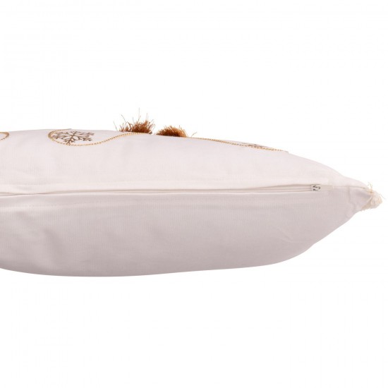 J-Line J Line coussins Jolipa Coussin Chaussettes De Noël Coton Blanc Doré.