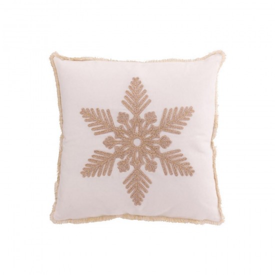 J Line Coussin Flocon De Neige Coton Blanc Beige L45xB45xH15 cm Jline 56511 by Jolipa 56511.