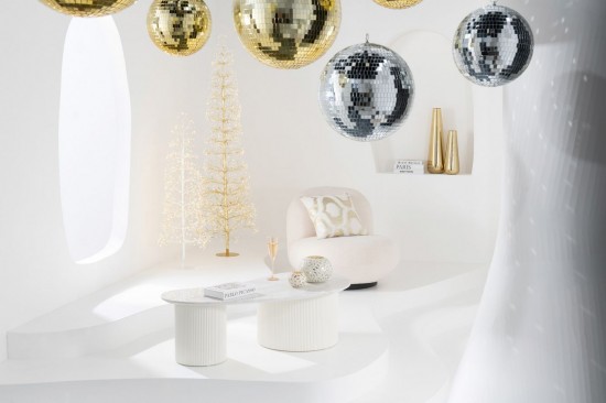 J-Line J Line arbres sapins de noel sur pied Arbre Led Lumières Blanc Chaud Fer Blanc Large.