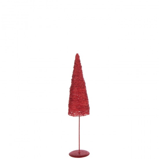 J Line Sapin De Noël Sur Base Métal Papier Rouge Noël Small L13xB13xH58 cm Jline 56564 by Jolipa 56564.