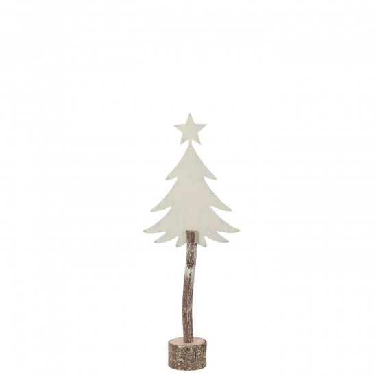 J Line Sapin De Noël Etoile Fer Bois De Paulownia Blanc Cassé Small L18xB7xH45 cm Jline 56575 by Jolipa 56575.