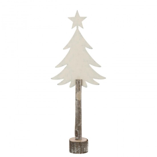 J Line Sapin De Noël Etoile Fer Bois De Paulownia Blanc Cassé Large L24xB9xH60 cm Jline 56576 by Jolipa 56576.