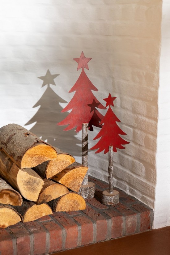 Jolipa Sapin De Noël Etoile Fer Bois De Paulownia Rouge Noël Small.