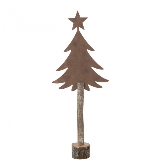 J Line Sapin De Noël Etoile Fer Bois De Paulownia Marron Large L24xB9xH60 cm Jline 56580 by Jolipa 56580.
