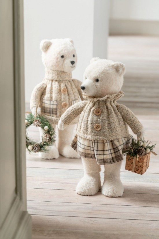 Jolipa Ours Garçon Girl Polyester Écru Beige Assortiment De 2.