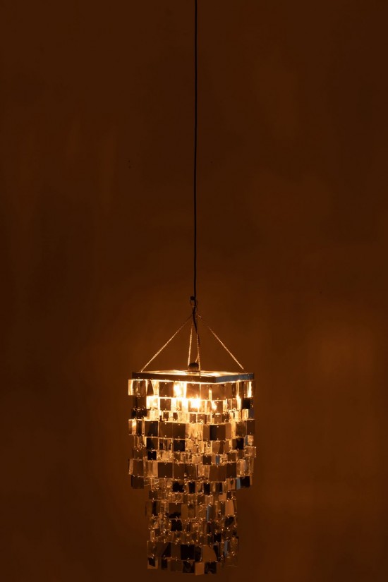 J-Line J Line lampes suspendues suspensions pendantes Jolipa Abat Jour Chandelier Carré Pvc Argenté Small.