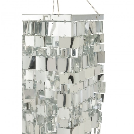 Jolipa Abat Jour Chandelier Carré Pvc Argenté Medium.