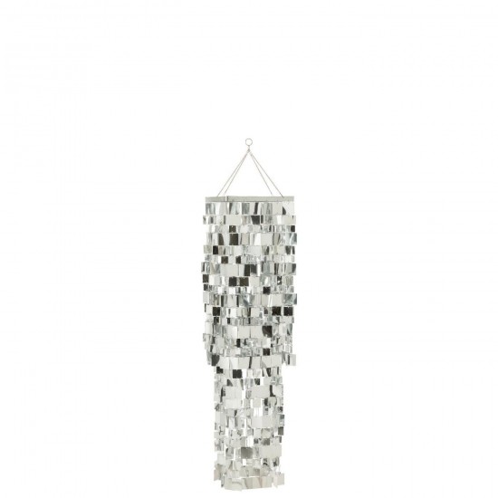 J Line Abat Jour Chandelier Carré Pvc Argenté Medium L30xB30xH122 cm Jline 56644 by Jolipa 56644.