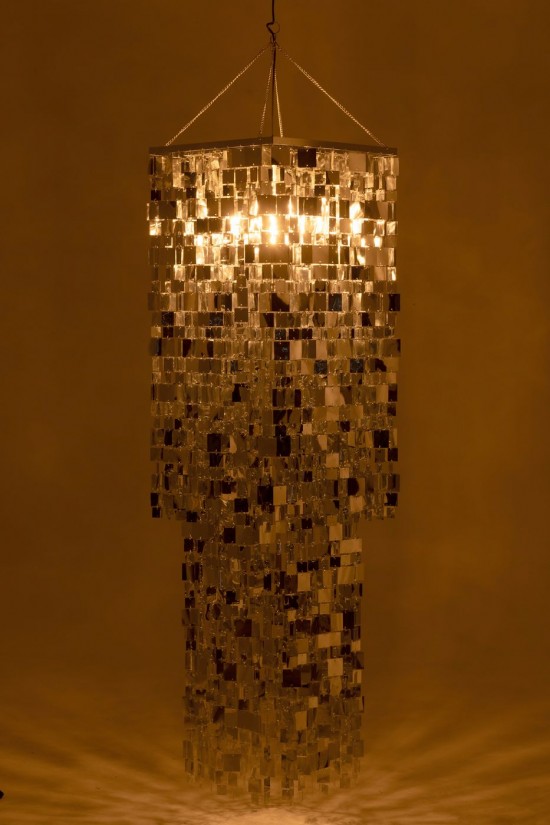 J-Line J Line lampes suspendues suspensions pendantes Jolipa Abat Jour Chandelier Carré Pvc Argenté Large.