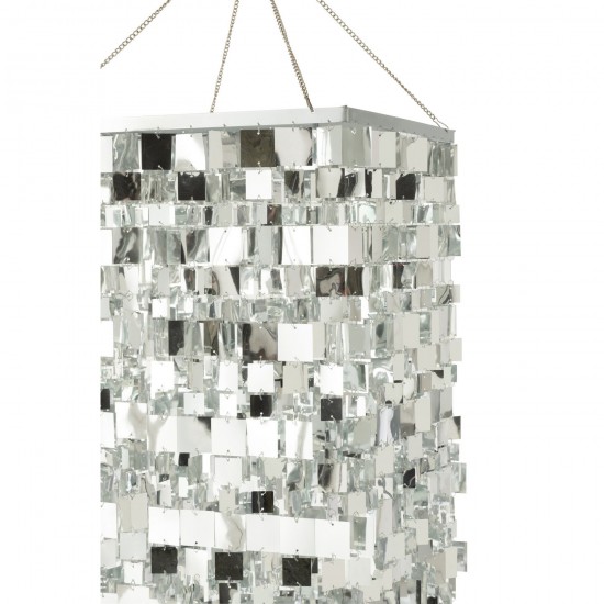 Jolipa Abat Jour Chandelier Carré Pvc Argenté Large.