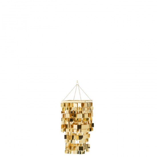 J Line Abat Jour Chandelier Carré Pvc Doré Small L30xB30xH60 cm Jline 56662 by Jolipa 56662.