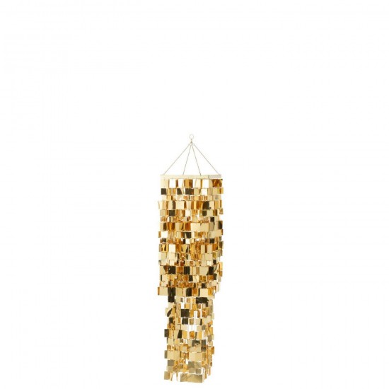 J Line Abat Jour Chandelier Carré Pvc Doré Medium L30xB30xH122 cm Jline 56663 by Jolipa 56663.