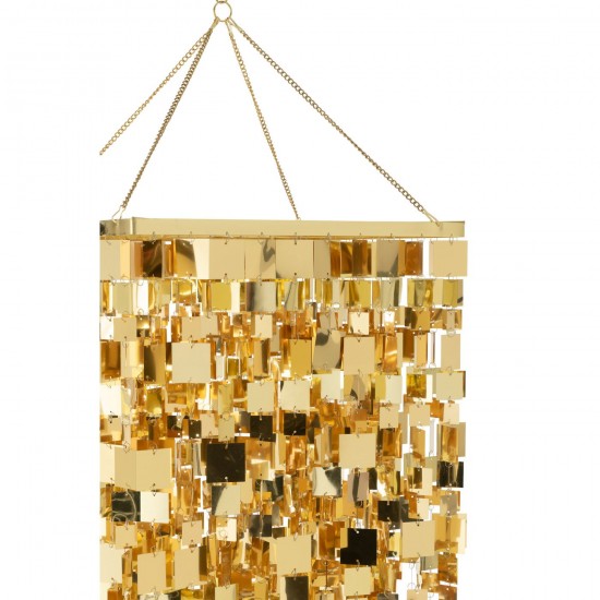 Jolipa Abat Jour Chandelier Carré Pvc Doré Large.