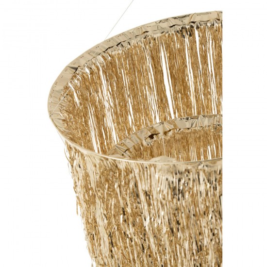 J-Line J Line lampes suspendues suspensions pendantes Jolipa Abat Jour Chandelier Franges Vinyle Doré Large.