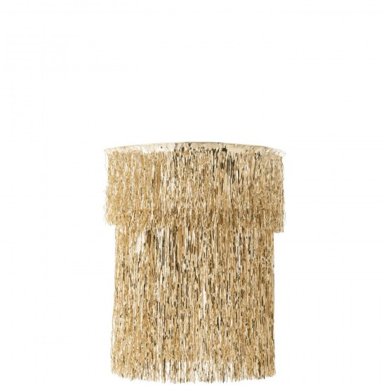 J Line Abat Jour Chandelier Franges Vinyle Doré Large L80xB80xH100 cm Jline 56678 by Jolipa 56678.