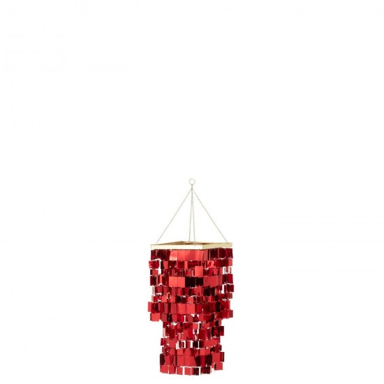 J Line Abat Jour Chandelier Carré Pvc Rouge Small L30xB30xH60 cm Jline 56683 by Jolipa 56683.