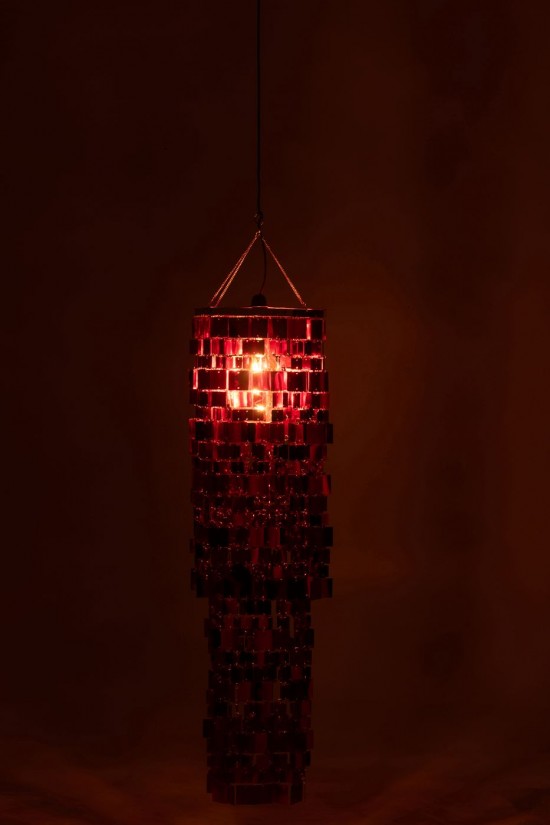 J-Line J Line lampes suspendues suspensions pendantes Jolipa Abat Jour Chandelier Carré Pvc Rouge Medium.