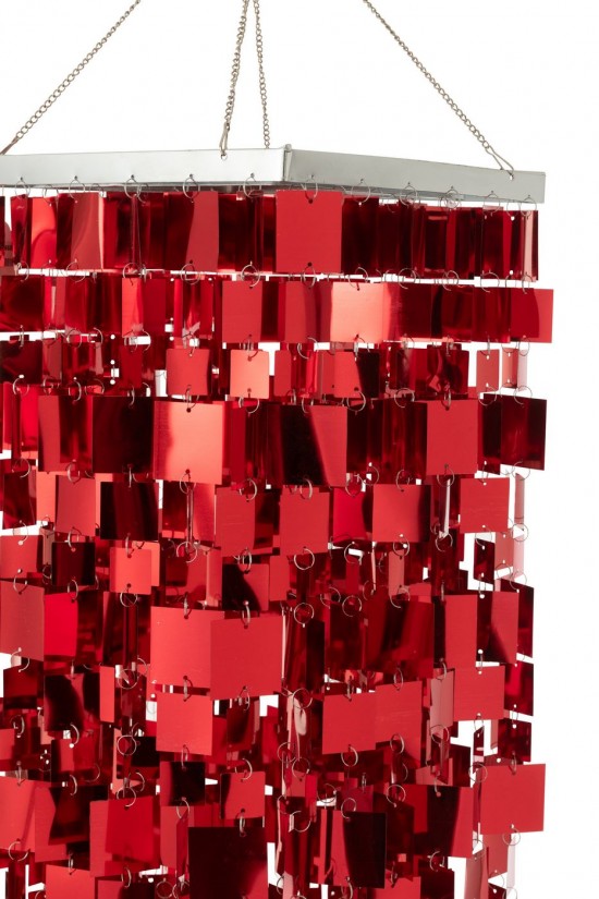 Jolipa Abat Jour Chandelier Carré Pvc Rouge Medium.